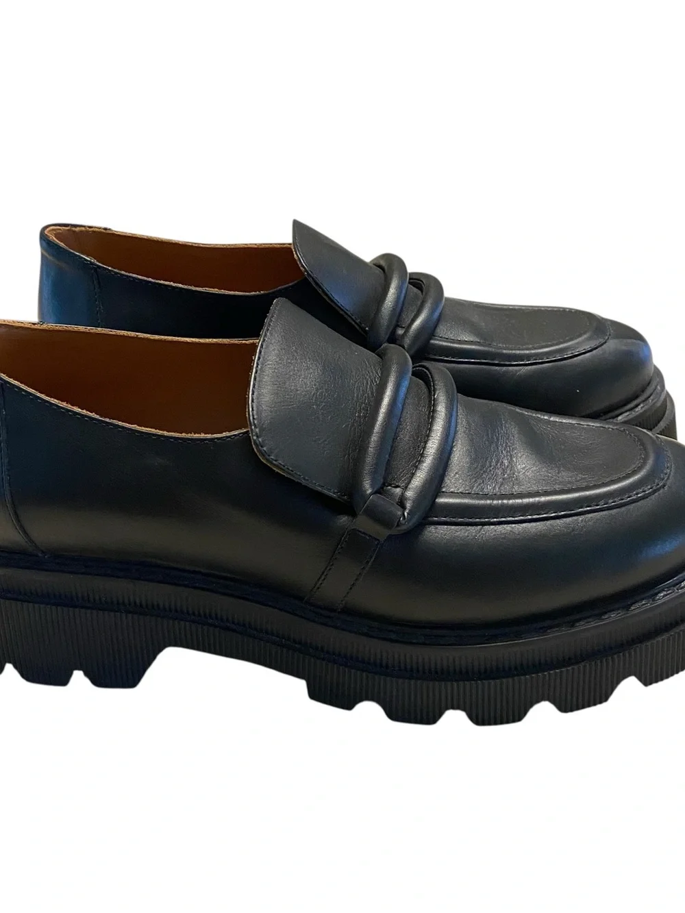 Voile Blanche Shoes Womens Size 39 (8.5) Leather Platform Loafers Black Elaiza